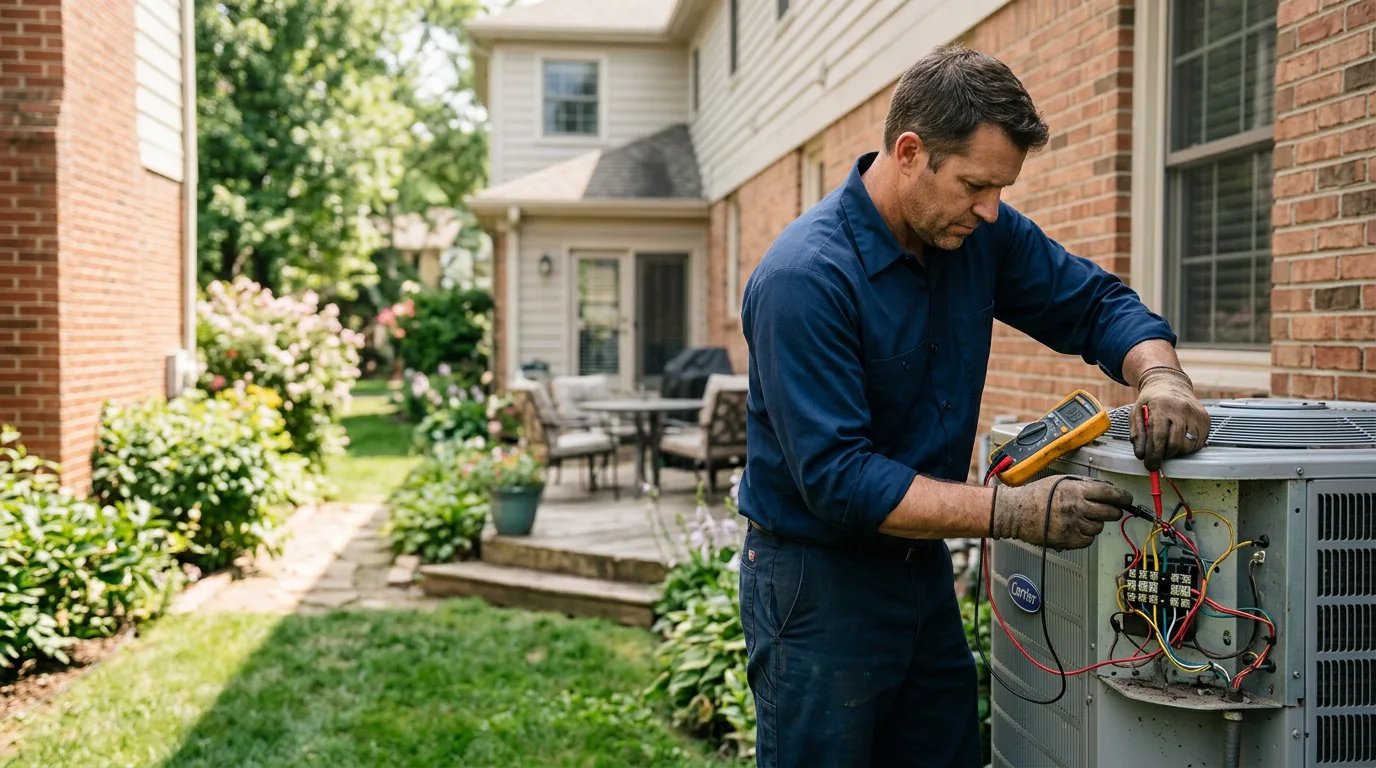 HVAC technician working near Wellsville, KS